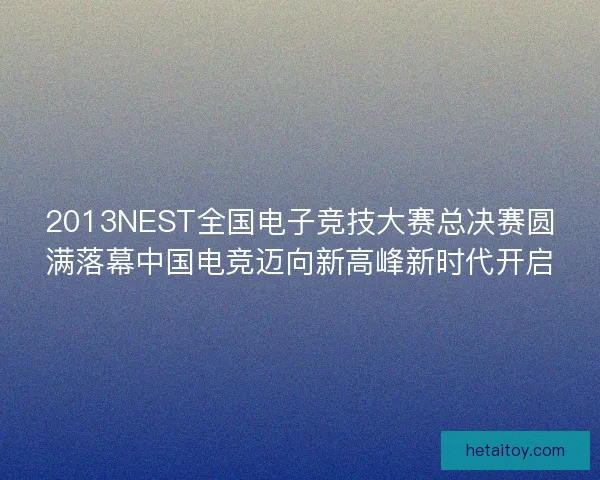 2013NEST全国电子竞技大赛总决赛圆满落幕中国电竞迈向新高峰新时代开启