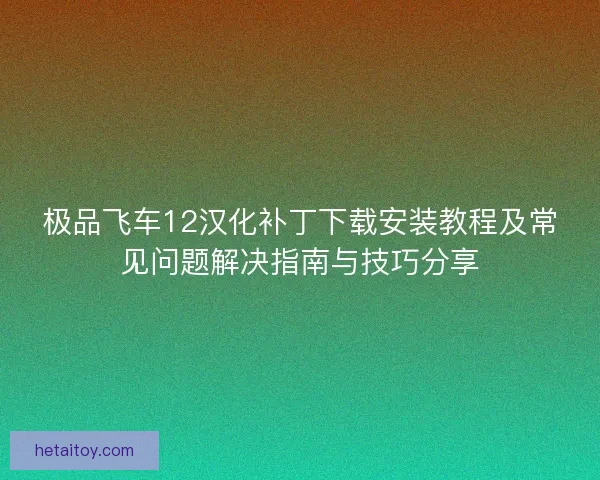 极品飞车12汉化补丁下载安装教程及常见问题解决指南与技巧分享